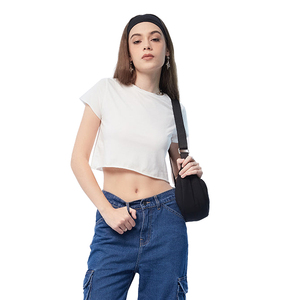 Stylish <b>women</b> crop <b>top</b> t shirt soft breathable fabric modern fit casual summer wear trendy short length tee comfortable Shirt - Product Image 1