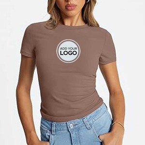 เสื้อยืดพิมพ์ลายสำหรับผู้หญิงผ้าแคนวาสผ้าฝ้ายน้ำหนักเบาระบายอากาศได้ดีระดับพรีเมียม - Product Image 5