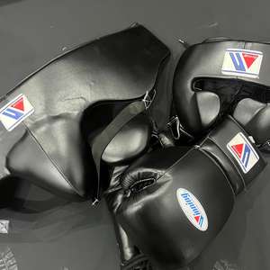 Ensemble de boxe personnalisable en PVC/PC pour l'entraînement aux arts martiaux MMA Sanda avec protection des poignets et de la tête à lacets - Product Image 1