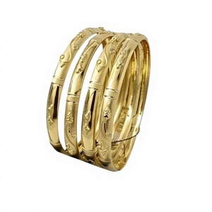 22K Solid Gold <b>Bangle</b> <b>Set</b> for Women Traditional Indian Gold Kada Pair Elegant Handcrafted Yellow Gold Bracelets - Product Image 2