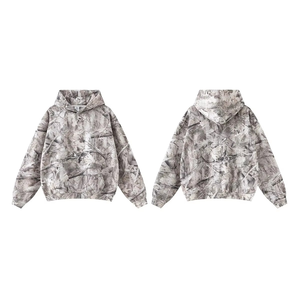 Custom High Quality 100% Cotton Branches Forest Pullover Oversized Boxy Heavy Weight Thick Luxury Camo Hoodies for <b>Men</b> OEM - Product Image 1