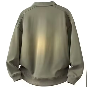 Men's Sportswear Set Solid Color Versatile Turtleneck POLO Sweatshirt Straight-Leg Long Pants Fleece 100% Cotton Quick Dry - Product Image 5