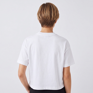 T-shirt blanc ample à col rond pour femme, style streetwear, manches courtes, léger, pour l'été - Product Image 3