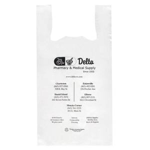 ถุงช้อปปิ้งพลาสติกพร้อมถุงหิ้วเสื้อกั๊กพิมพ์โลโก้ขนาดออกแบบได้ตามต้องการ - Product Image 1