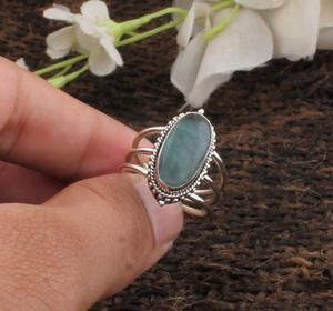 Bague Statement Classique en Argent Sterling 925 avec Calcedoine Aqua Naturelle, Ovale, à Trois Couches, pour Mariage et Fêtes - Product Image 3