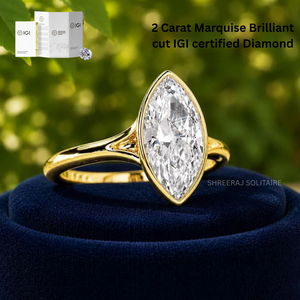 Bague de fiançailles en diamant de laboratoire taille marquise certifié IGI, sertie clos, à double sangle, en or massif 10K 14K 18K, directement de l'usine - Product Image 2
