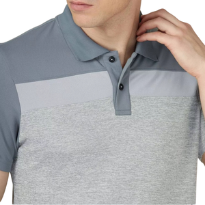 Polo à manches courtes pour homme, en tricot doux, à col, avec panneaux coupés et cousus, style color block, coupe moderne décontractée, couleurs personnalisées, vente en gros, OEM, ODM - Product Image 3