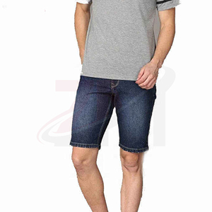 Pantalones Cortos de Mezclilla para Hombre, Corte Recto, Cintura Media, Lavado a la Piedra, Algodón, Casuales, Verano, Transpirables, Tejido, con Bolsillos - Product Image 2