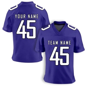 Maillot de football américain personnalisé unisexe grande taille à col en V et manches courtes, impression par transfert thermique, nom et numéro d'équipe, respirant - Product Image 2