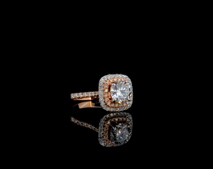 Bague de fiançailles halo avec diamant de laboratoire 1 CTW |   Or massif 14 carats |   Certifié IGI - Product Image 3