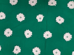 Factory Direct Premium Dark Green 3D Floral Embroidered Cotton Fabric- High-Relief White Daisy Applique Breathable Material - Product Image 4