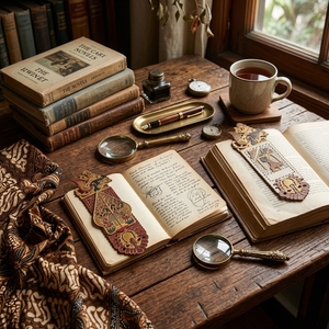 ที่คั่นหนังสือหนังแท้อินโดนีเซีย ลายหุ่นเงา วายัง ที่คั่นหน้าหนังสือแบบเจาะรู งานศิลปะแท้ อุปกรณ์สำนักงาน ของขวัญสำหรับโรงเรียน - Product Image 5