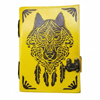 AAN Overseas Ventures – Journal souvenir en cuir véritable de qualité supérieure, motif tribal loup antique gravé, multicolore, avec fermoir métallique