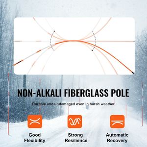 30 pezzi Bastoni in fibra di vetro arancione diametro da 48 pollici 0.4 pollici materiale riflettente paletti da neve 12 \ "in acciaio punta di trapano parcheggi - Product Image 4