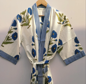 Kimono de Algodón 100%, Hermosos Kimonos, Kimono para Damas de Honor, Bata de Baño para Mujer, Kimono con Estampado Artesanal, Kimono de Regalo - Product Image 1