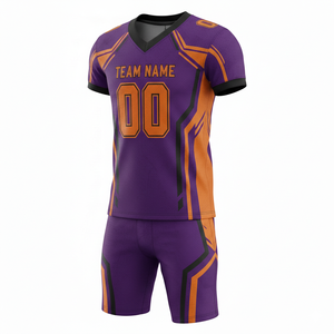 Ensemble de maillot et short de football américain personnalisé, position du logo sur le devant, 100% polyester, impression sublimée, respirant, antibactérien - Product Image 2