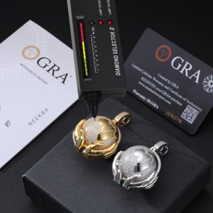 จี้รูปลูกโลกในมือ-925จี้เพชรโมอิสเงินแท้ชุดจี้ฮิปฮอป D สี VVS Moissanite - Product Image 5