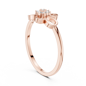 Bague en or rose ajourée à motif floral avec grappe de diamants de laboratoire |   Bague de promesse élégante à motif floral pour femme, cadeau d'anniversaire - Product Image 3