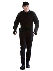 Black Cotton Quick-Dry Training Suit Long Sleeve Coat Security Guard Uniform Multi-Pocket Summer Duty Breathable Bangladesh - Product Image 3