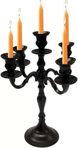 Candelabro de Cristal de Lujo de Alta Calidad con 5 Brazos, Recubrimiento en Polvo Negro, Blanco y Marrón, Estilo Antiguo, Metálico, Sin Electricidad - Product Image 5