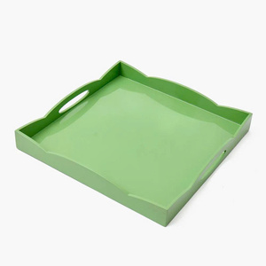 Modern Set Of 2 Green Lacquer Tray Functional Serving Tray For Kitchen Use And Home Organization - Product Image 2