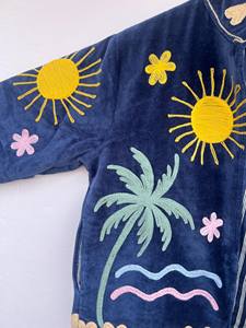 Chaqueta de Algodón Ecológica Reversible Acolchada Impermeable de Terciopelo Suzani de Talla Grande para Adolescentes y Mujeres |   Ropa de Playa para Invierno, Regalo - Product Image 3