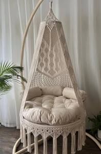 Silla Colgante de Macramé Hecha a Mano, Silla Colgante Estilo Boho para Sala de Estar, Dormitorio e Interiores de Hogar Elegantes - Product Image 3