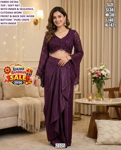 Purple Fendi Silk <b>Lehenga</b> Choli With Embroidery And Peacock Design Floor-Length Traditional Wear For <b>Women</b> 0530 - Product Image 3