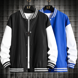 Varsity <b>Jacket</b> <b>Men's</b> Casual Embroidered <b>Letter</b> Logo Canvas Baseball <b>Jacket</b> Autumn Loose Fit Turn-down Collar - Product Image 4