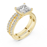 Bague de fiançailles S Virvadiya en or jaune 14 carats avec diamant de laboratoire taille coussin, sertie à griffes, en or massif, bijoux fins classiques pour femme