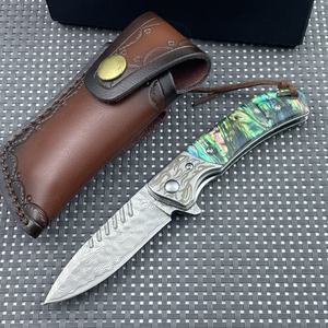 Couteau de poche pliant en acier Damas de qualité industrielle, personnalisable OEM, avec manche, pour homme, cadeau de camping - Multifonctionnel, garantie 1 an - Product Image 3