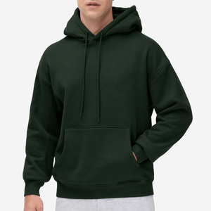 Sudadera con Capucha Premium Verde Oscuro, Gruesa, Ecológica, Impermeable, con Logotipo Personalizado, Oversize, de Algodón, Unisex, con Bolsillo Canguro, OEM - Product Image 3