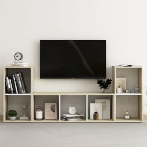3 pezzi bianco e Sonoma rovere TV Set legno ingegnerizzato per soggiorno - Product Image 1