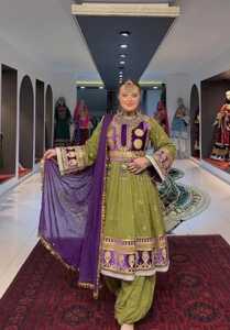 New Afghan Vintage Dresses Top Selling Georgette Chiffon Afghani Frock in Custom Colors with Lace Decoration For Wedding Party - Product Image 3