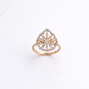 14KT Rose Gold Pear Shape Diamond Floral Halo <b>Ring</b> for Women Vintage <b>Statement</b> Wedding Party Fine Jewelry High Polish Gift - Product Image 4