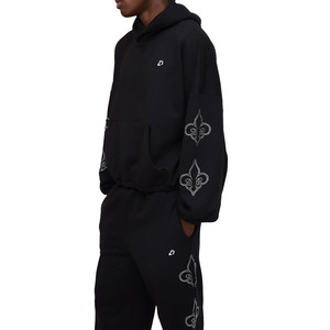 High Quality Oversized Hoodies Sets Custom Logo Streetwear Tracksuit Heavyweight 100% Cotton Fleece Loose Fit Jogger set - Product Image 2