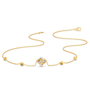 Collar de Diamantes Entrelazados Cuadrados con Eslabones Geométricos Esculpidos y Diseño de Acento Redondo en Oro Pulido - Product Image 2