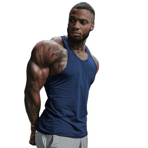 Custom LOGO Cotton Spandex Men's Gym Tank <b>Top</b> Blank Solid Silk Screen Printing Knitted Breathable Quick Dry Eco-Friendly - Product Image 4
