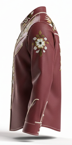 Men's Cowboy Shirt Anti-Wrinkle Floral Embroidered Button-<b>Down</b> Front Logo Long Sleeve 100% Polyester Casual Regular Fit - Product Image 4