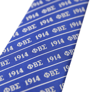 Corbata de Seda Azul Rey Phi Beta Sigma con Letras Griegas 1914, Patrón Tejido, Corbata Formal Clásica para Hombre - Product Image 3