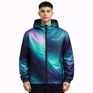 Custom Logo <b>Men</b> Hooded Windbreaker <b>Jacket</b> Sublimation Printing Lightweight Zip Up Streetwear Thermochromic OEM <b>men's</b> <b>jackets</b> - Product Image 1