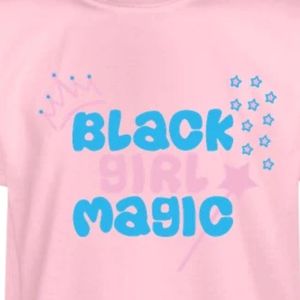 Women's Pink Black Girl Magic Embroidered T <b>Shirt</b> with Blue Lettering Crown and <b>Star</b> Design Short Sleeve Crew Neck Casual - Product Image 5