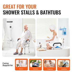 Lightweight Shower <b>Chair</b> with <b>Padded</b> Arms and Back Adjustable Height Bath Bench Reinforced CrossBar Shower Stool Elde - Product Image 5