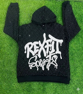 Sweat à capuche Rex Fit Sports pour homme, imprimé à pois noirs, coupe classique, streetwear, avec logo sur le devant et poche intégrée - Product Image 5