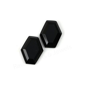 Best Selling Natural Black Onyx Hexagon Shape Step Cut High Polish 10x16mm Flatback Loose Cabochon Jewelry Making Pendant Ring - Product Image 4