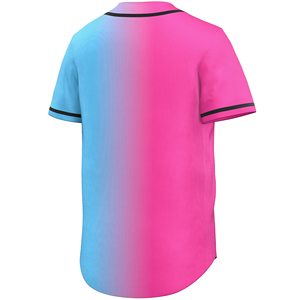 Unisex <b>Baseball</b> Jersey Gradient Pink Blue Color Blocking Short Sleeve Breathable Polyester Button Front Sports Apparel - Product Image 3