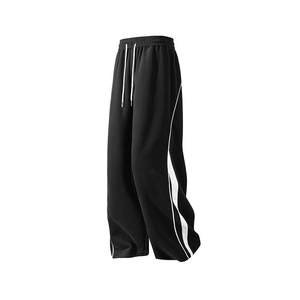 Pantalon de survêtement unisexe personnalisé à jambe large, imprimé ou uni, en molleton de coton léger, coupe oversize, style streetwear Y2K décontracté avec cordon de serrage - Product Image 1