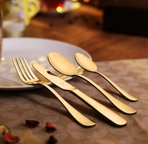 Minimalist Flatware <b>Set</b> Rose Gold Metal Cutlery Dishwasher Safe Wedding Tableware <b>Spoon</b> <b>Fork</b> <b>Knife</b> <b>Set</b> - Product Image 2