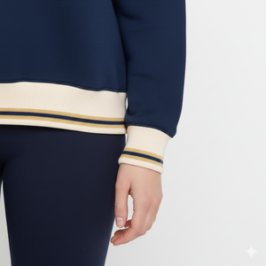 Sweat-shirt ras du cou personnalisé bleu marine et crème à lettres grecques, en mélange de coton, broderie chenille, coupe oversize, style universitaire, OEM - Product Image 4