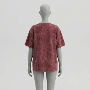 Camiseta de Manga Corta con Cuello Redondo y Estampado Tie Dye para Mujer, Corte Ajustado, Informal, 100% Algodón Jersey, Transpirable, Ecológica, de Secado Rápido, para Primavera/Verano - Product Image 1